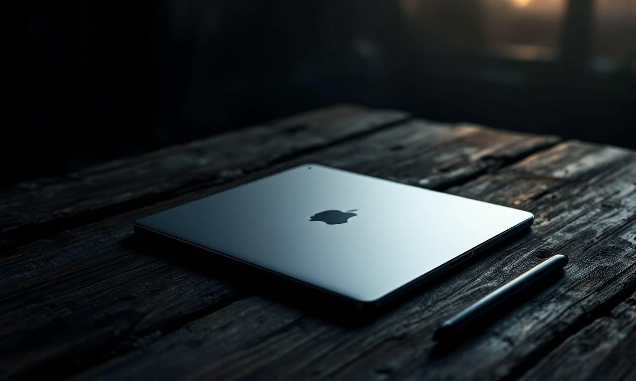 Um iPad Air de 4ª Geração com um Apple Pencil 2 repousando ao lado em uma superfície de madeira.