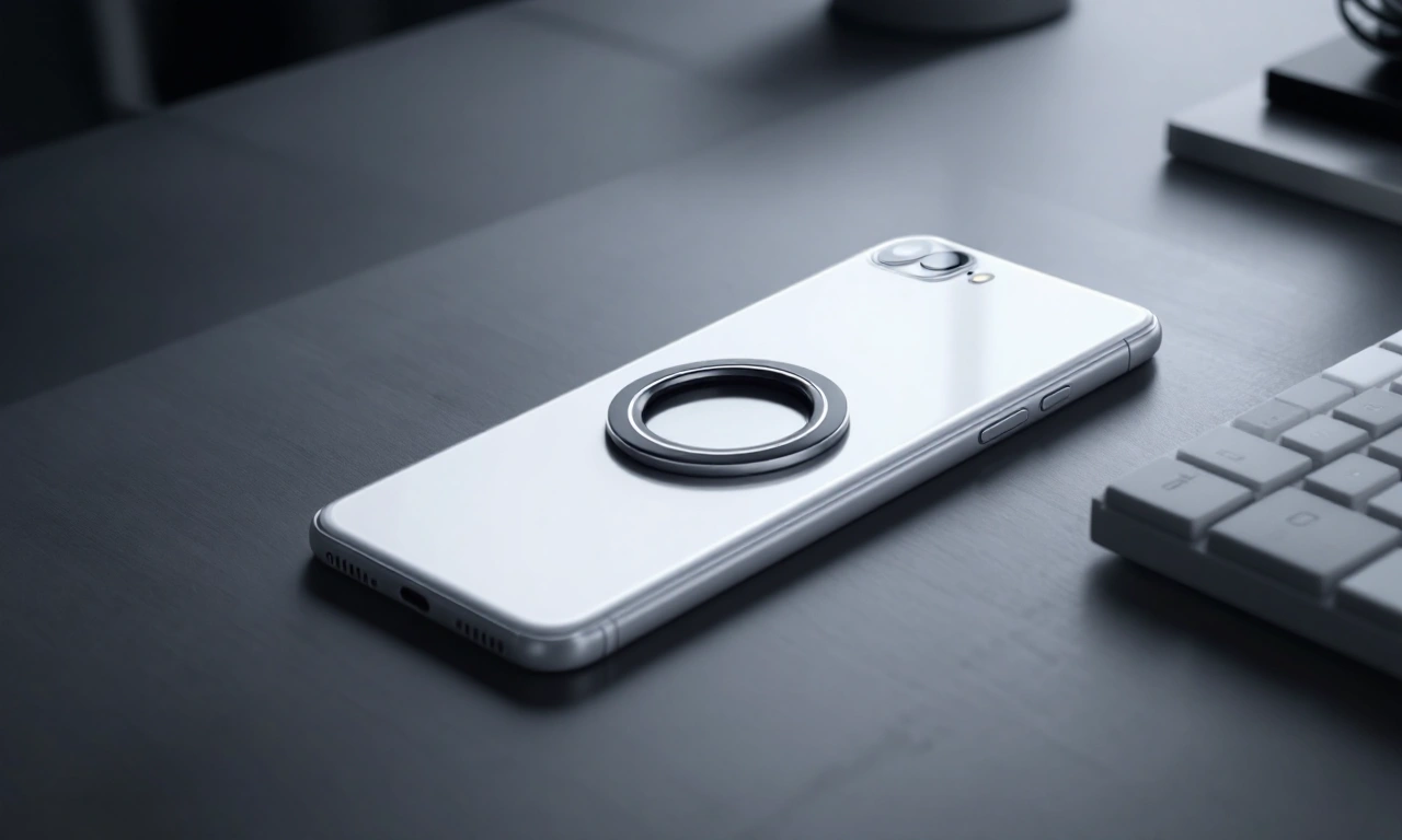 iPhone 17e branco com anel MagSafe visível.