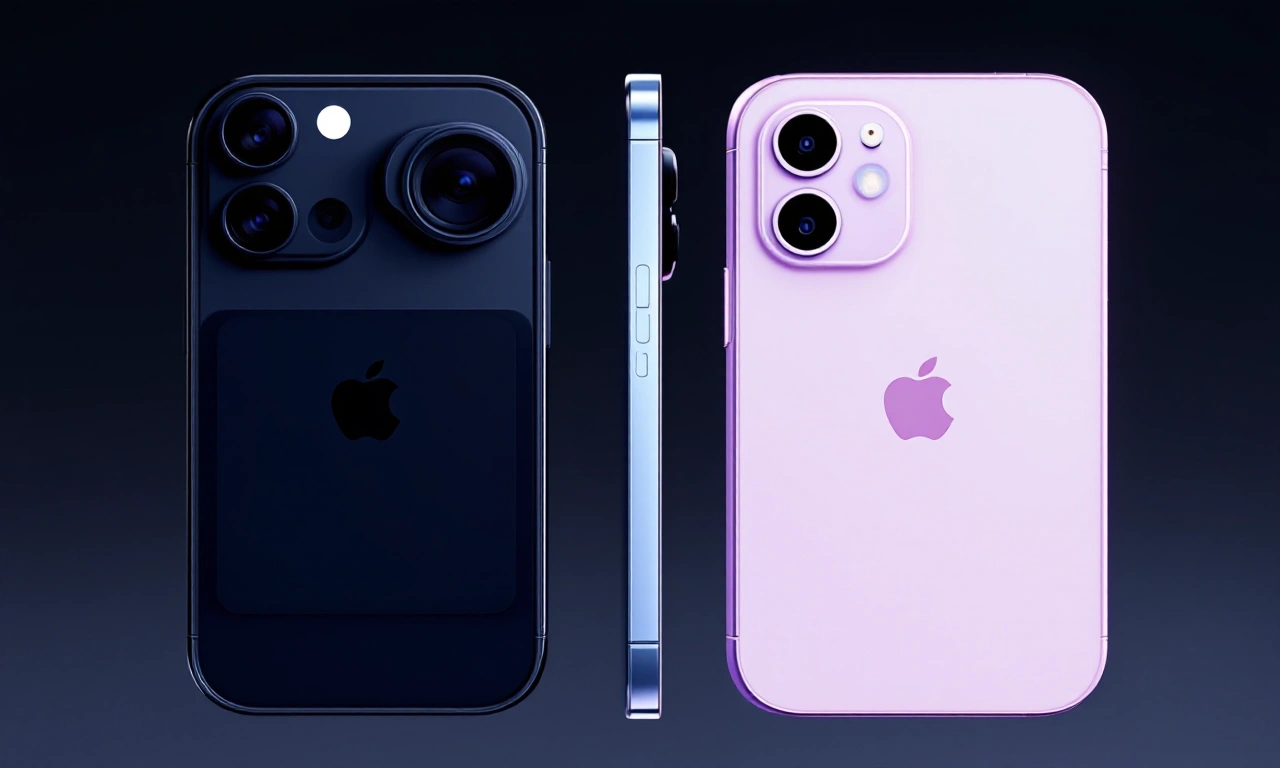 Comparativo visual entre iPhone 17 e iPhone 16 lado a lado.