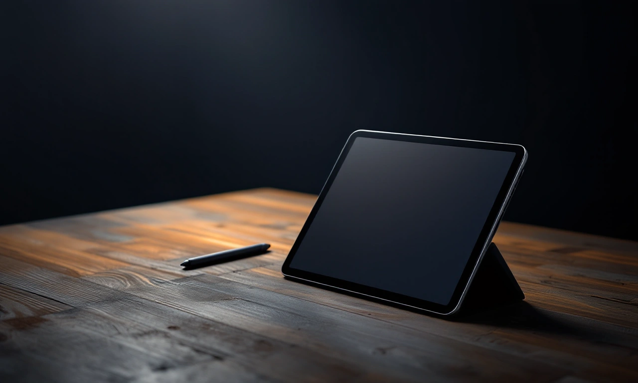Um iPad Air M4 cinza espacial exibido em um ambiente de trabalho com um Apple Pencil.
