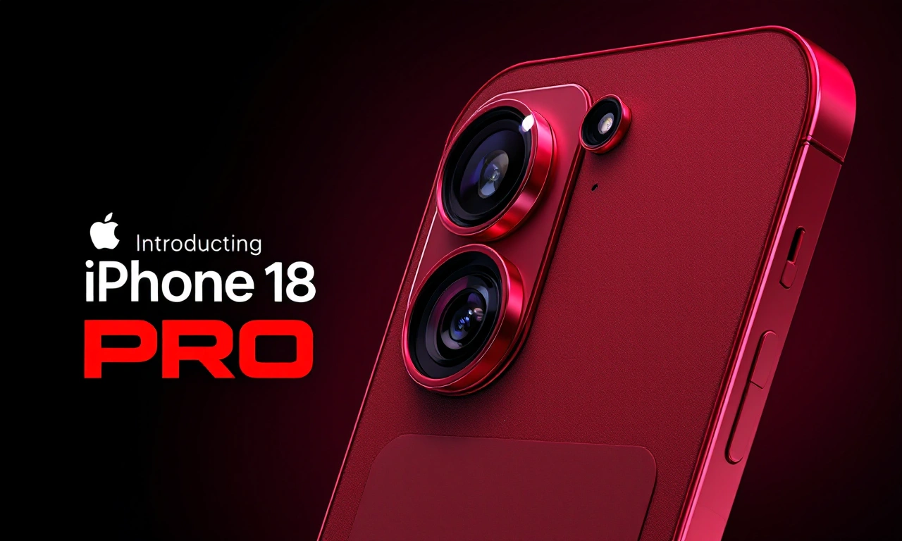 Renderização conceitual do iPhone 18 Pro com design avançado e acabamento premium.
