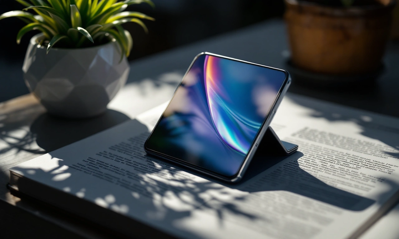 Renderização conceitual de um smartphone dobrável com o logo da Apple.