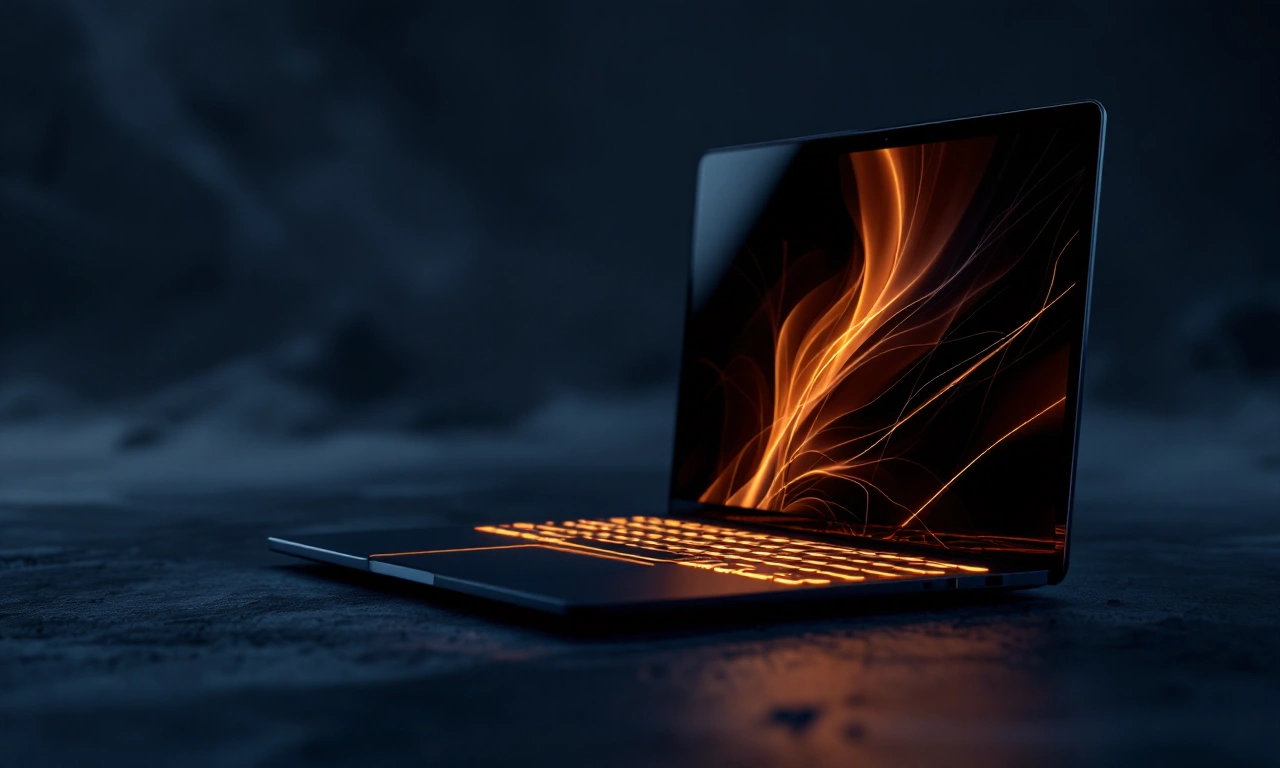 MacBook Air M4 aberto em uma mesa com vista lateral