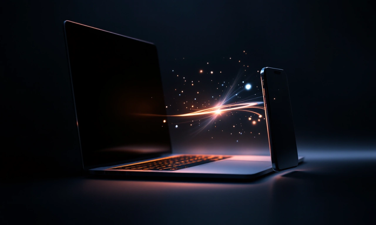 Um MacBook Air M4 exibindo uma janela do Finder com o ícone do iPhone visível para transferência via AirDrop.