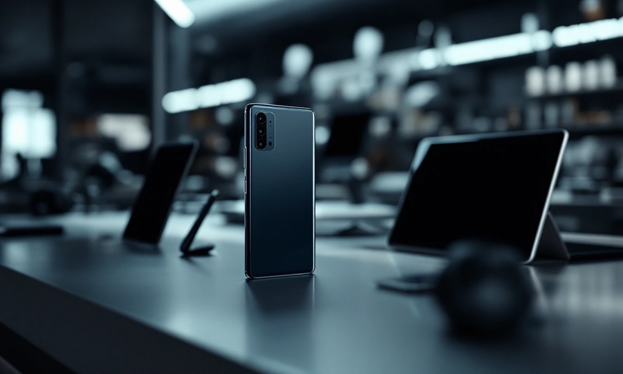 Exibição do iPhone 16 Pro em um moderno balcão de varejo.