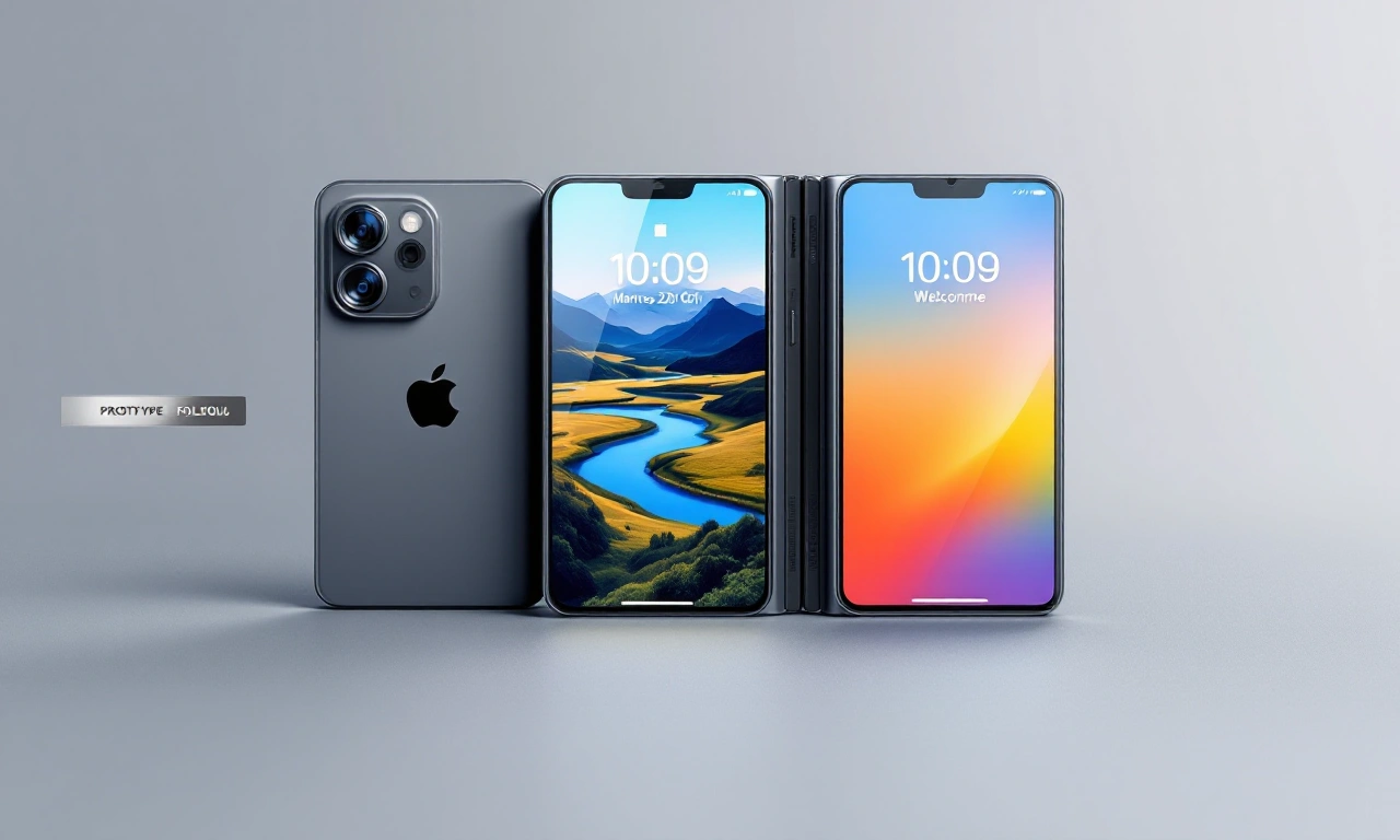 Renderização conceitual de um iPhone dobrável com tela expansível.