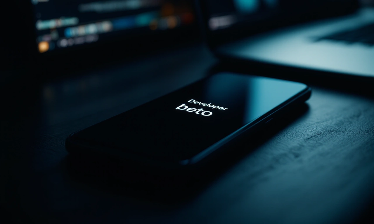 Interface de atualizações beta do iOS e macOS em telas de dispositivos Apple.