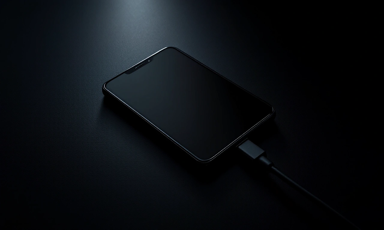 Um iPhone com a tela preta, exibindo um problema de inicialização.