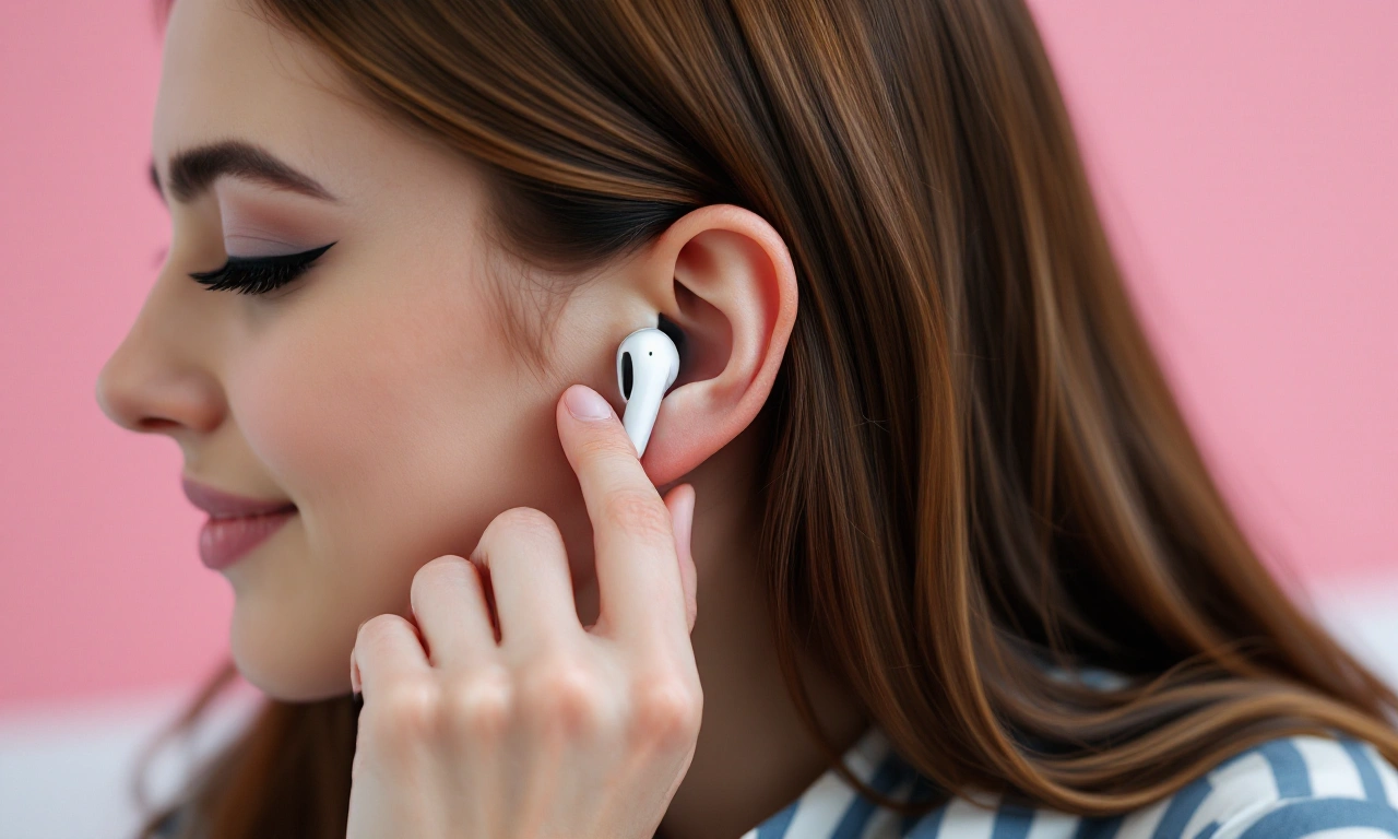 Renderização conceitual de AirPods com lentes de câmera integradas.