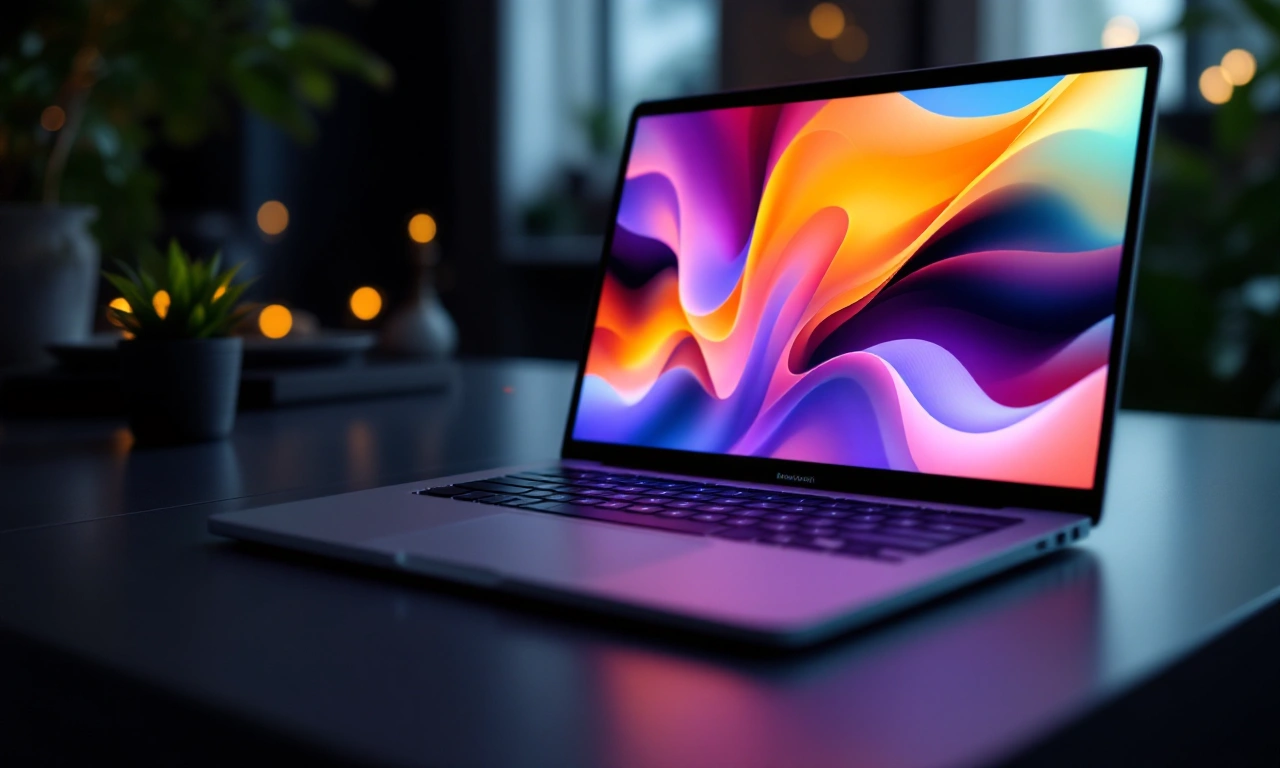 Renderização conceitual de um MacBook Neo com design moderno.