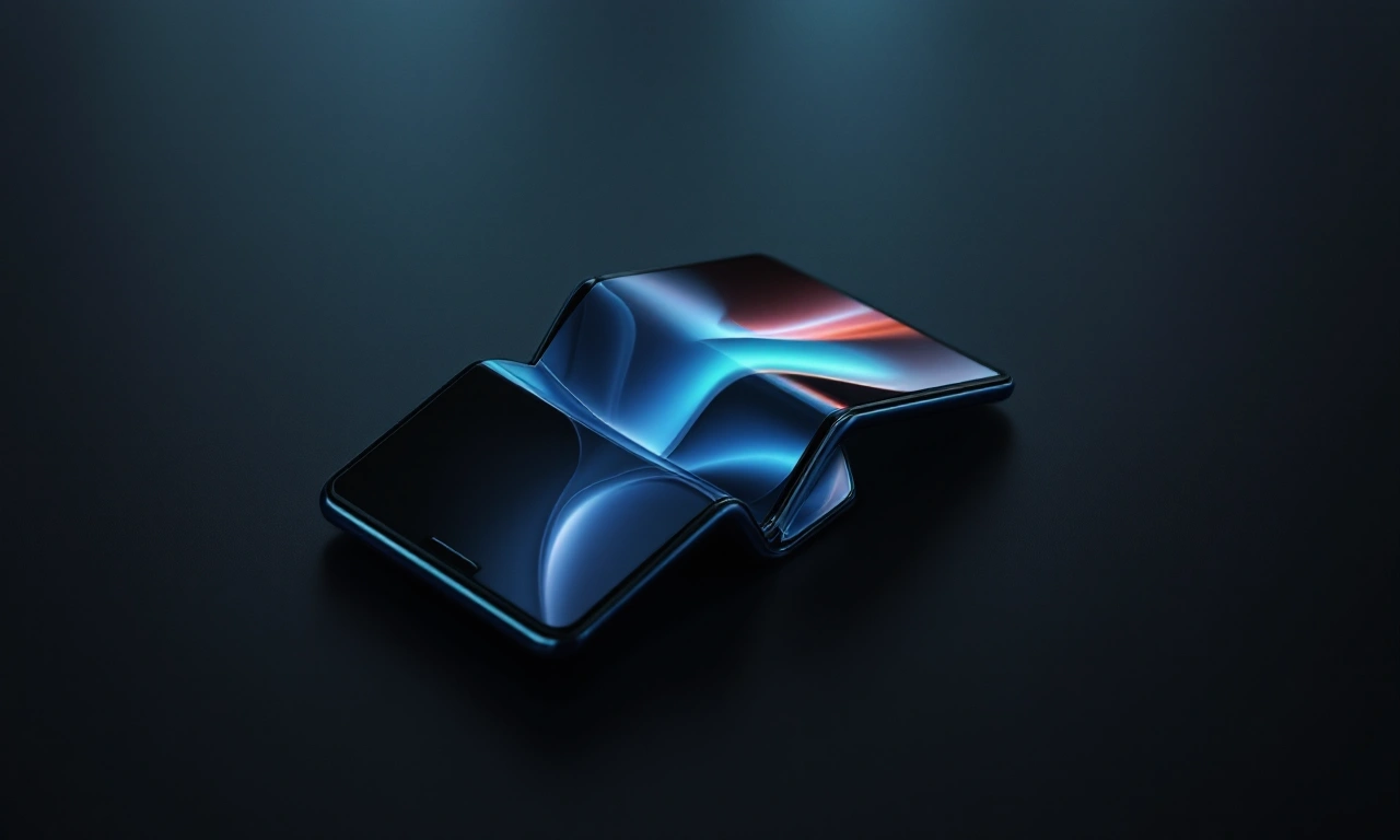 Renderização conceitual de um iPhone com design dobrável.