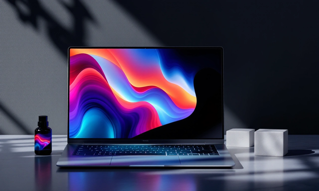 Conceito de MacBook Pro com ilha dinâmica e tela OLED.