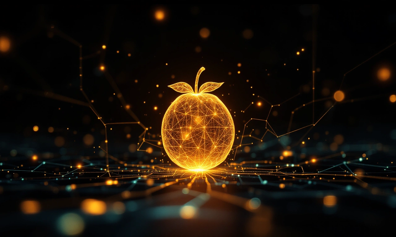 Logo da Apple em destaque com elementos gráficos representando código e inteligência artificial, aludindo às novidades da WWDC.