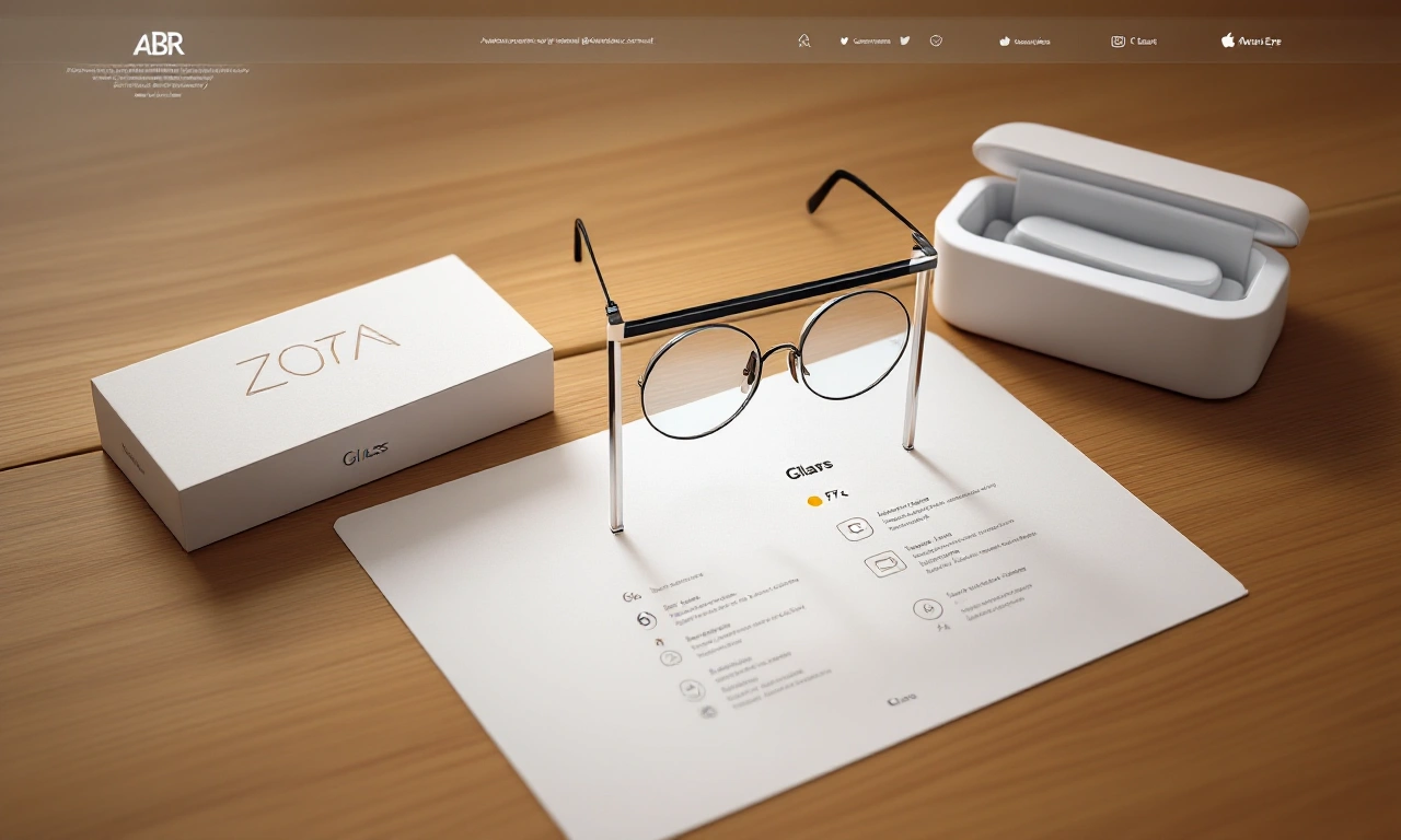 Renderização conceitual de óculos inteligentes da Apple com design minimalista.
