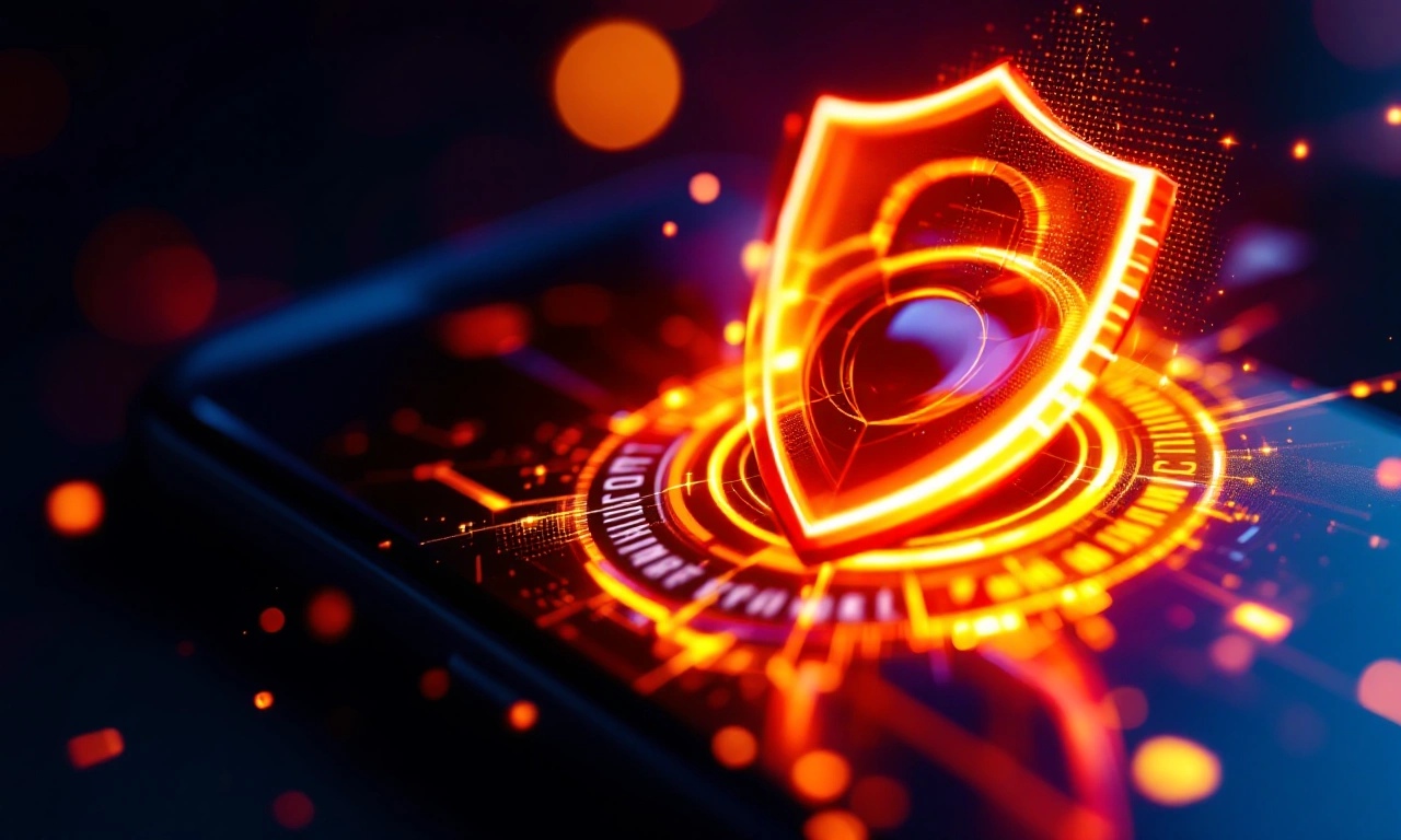 Conceito de iPhone com símbolo de segurança e privacidade.