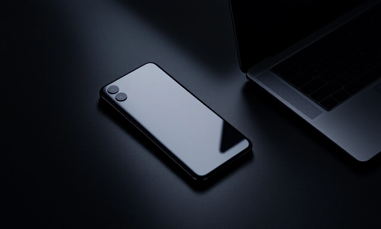 iPhone rodando iOS 26 com tela de jailbreak e um MacBook Pro M5 Max em oferta