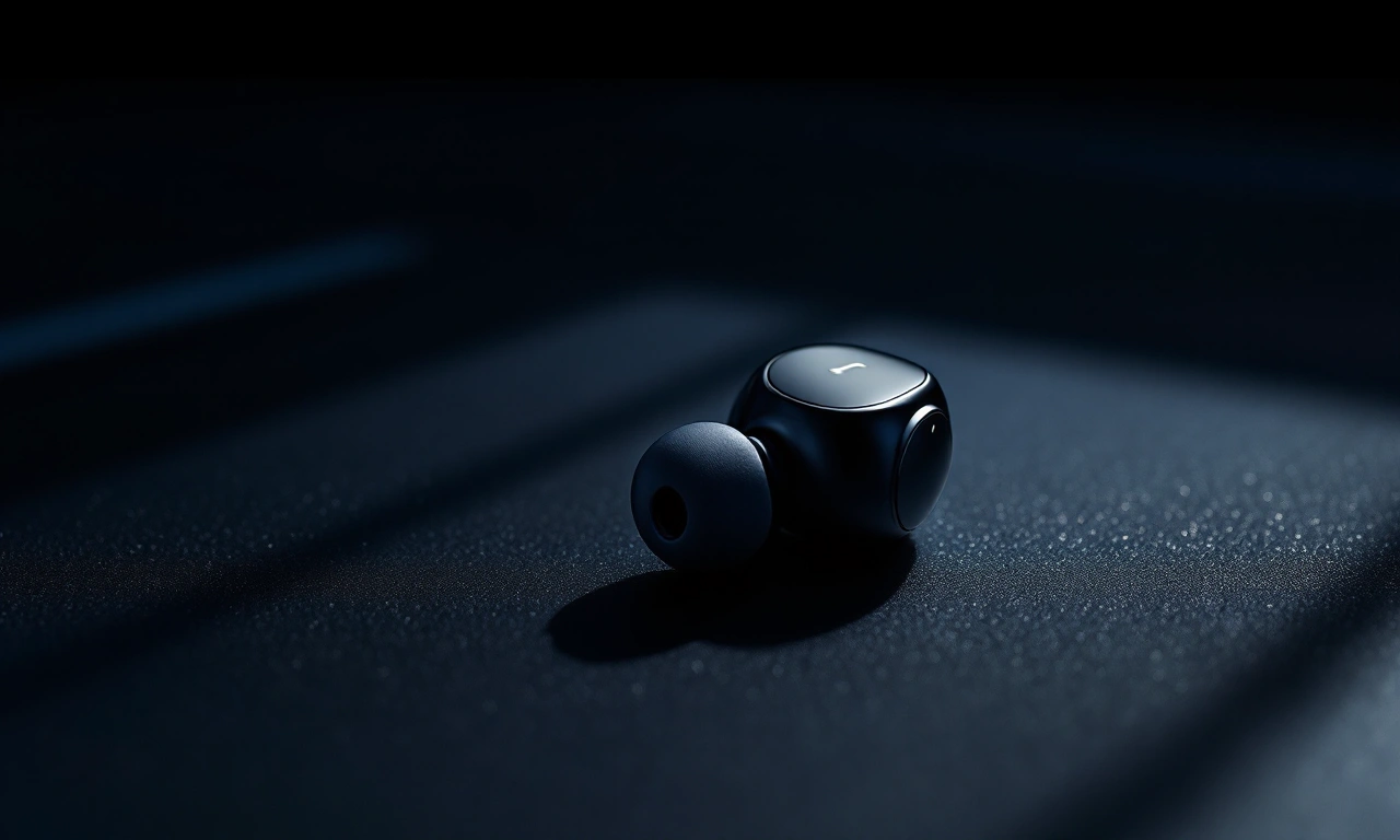 Renderização conceitual dos AirPods 5 com destaque para o controle de volume na haste.