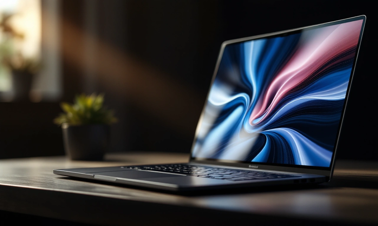 Um MacBook Pro moderno com tela exibindo gráficos de desconto.