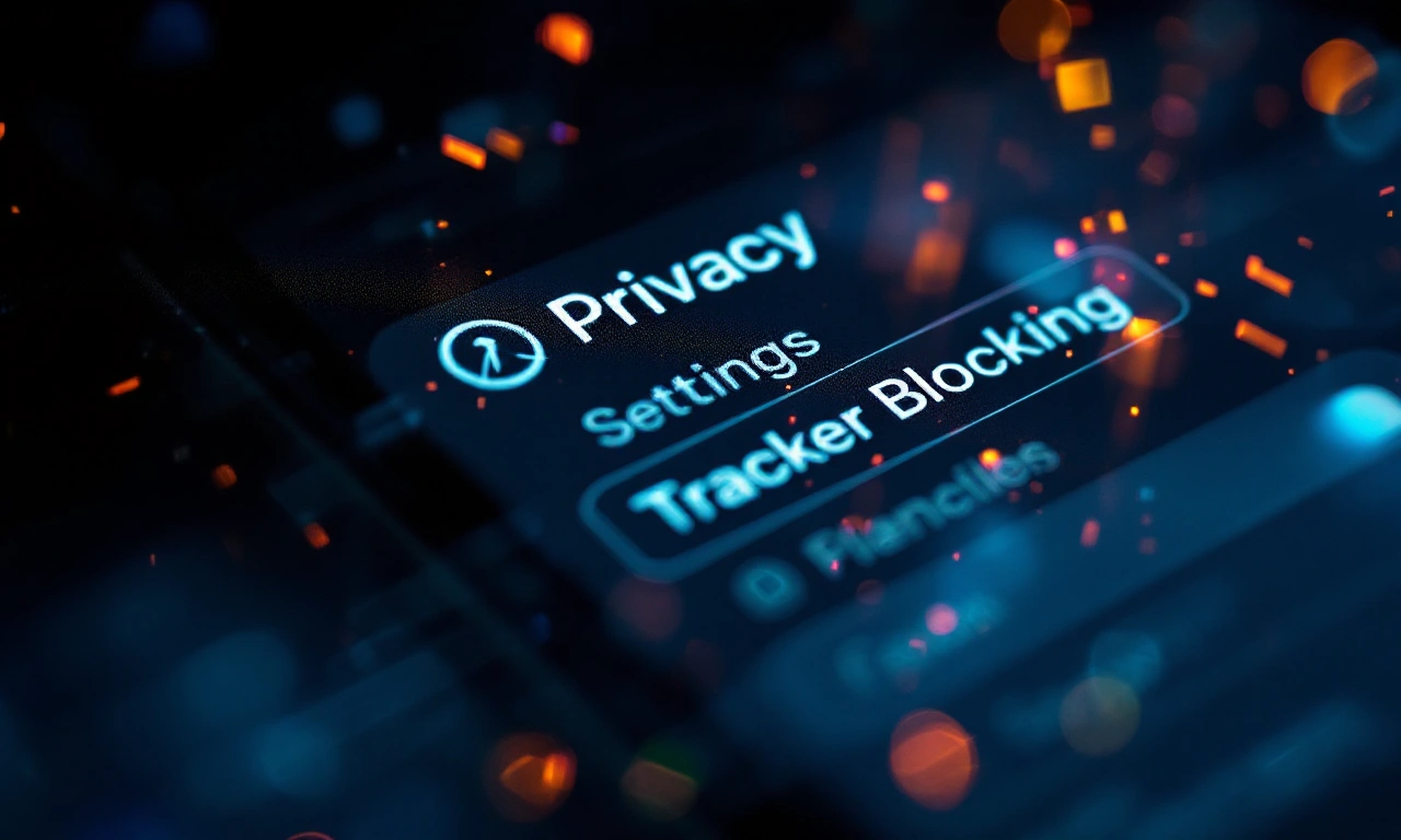 Interface do navegador Safari exibindo opções de privacidade e proteção contra rastreamento.