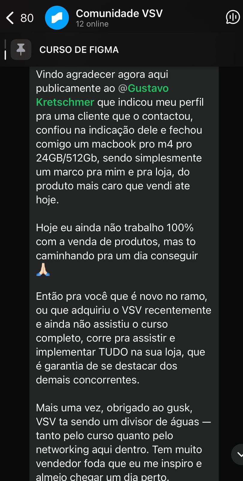 Depoimento da Comunidade VSV - Venda de Macbook Pro