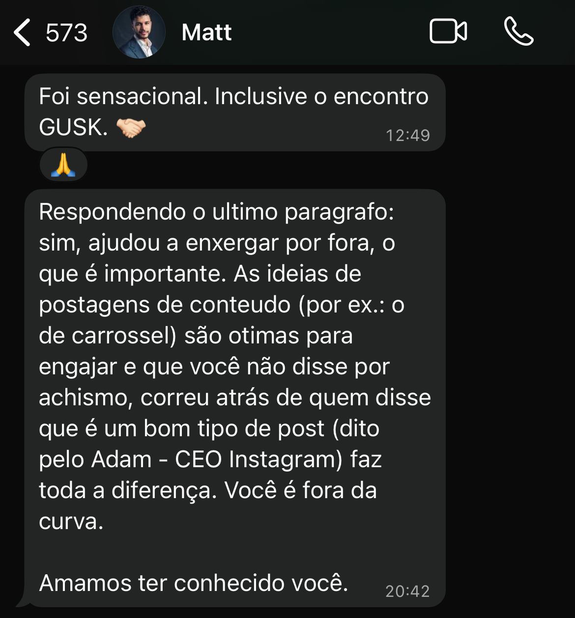 Depoimento de Matt